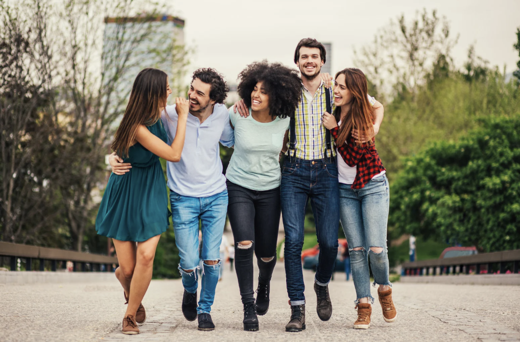 A group of happy people.