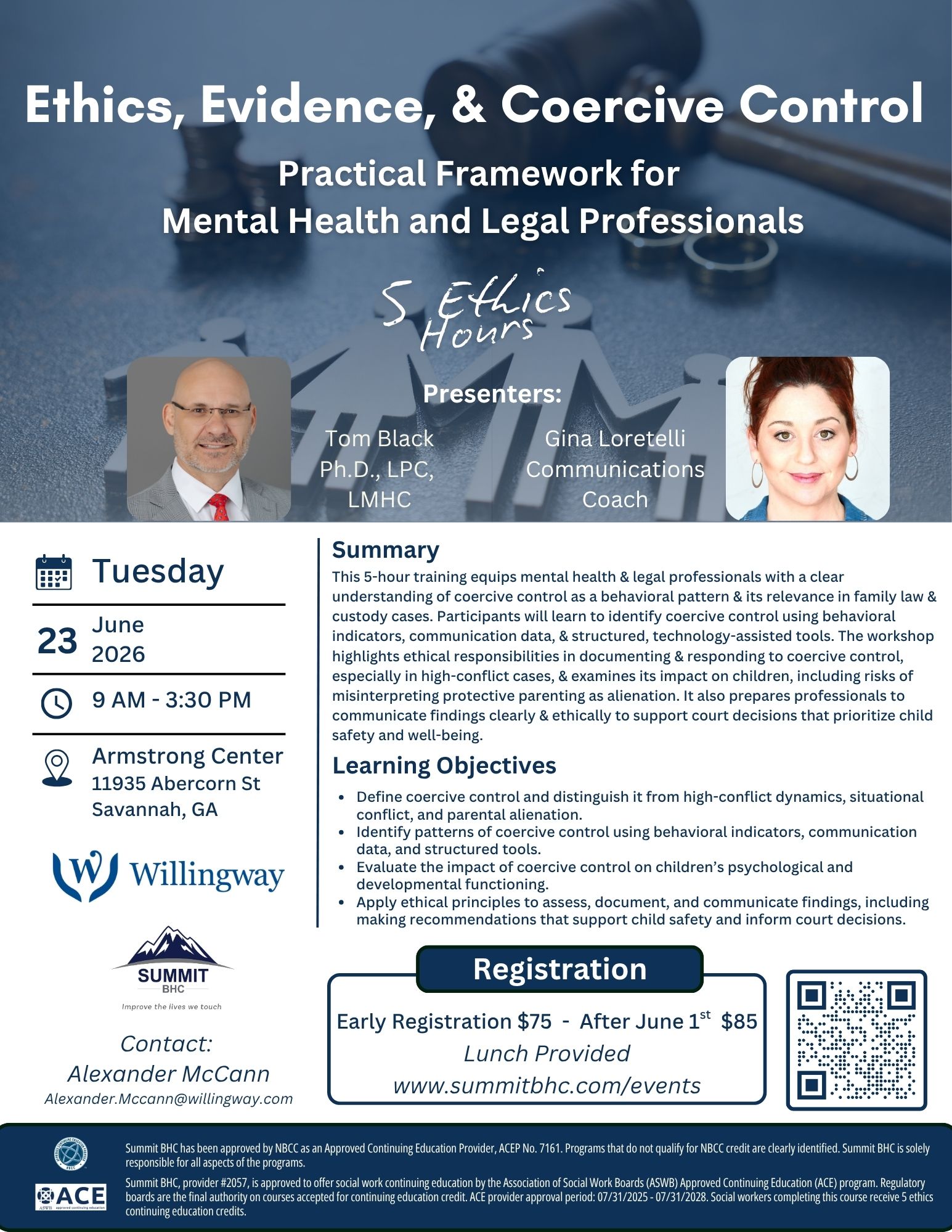 Ethics, Evidence, & Coercive Control Event Flyer